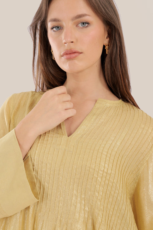 Long Doubleface dress in metallic cotton voile.